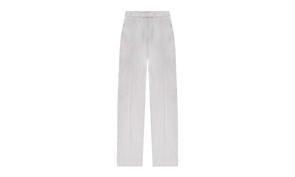 Brunello Cucinelli Striped Linen Cotton Trousers WMNS "Bianco / Testa Di Moro" BRUN1473