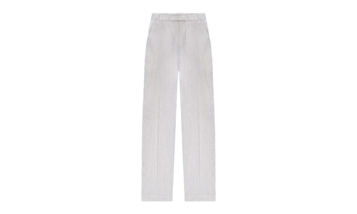 Brunello Cucinelli Striped Linen Cotton Trousers WMNS "Bianco / Testa Di Moro" BRUN1473